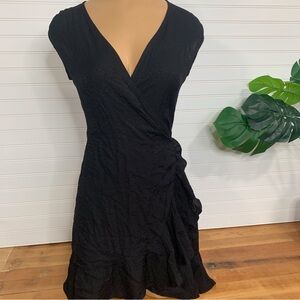 All Saints Black Textured Mini Dress